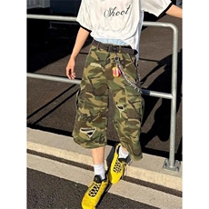 百搭牛仔破洞迷彩七分裤多口袋vibe宽松休闲工装短裤K8056，男装牛仔裤，星座1116A（原606A-3）