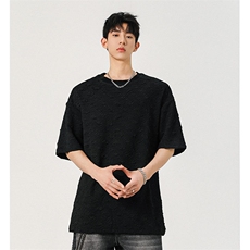 T10123-特批30控68小众提花肌理感高质量大码男百搭圆领短袖T恤，男装T恤，电商A059