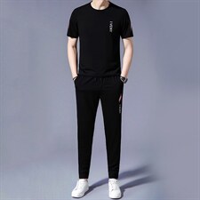 中年爸爸夏装短袖t恤男装条纹polo衫夏季中老年休闲短裤两件套，男装休闲套装，电商B212（原钱塘6029）