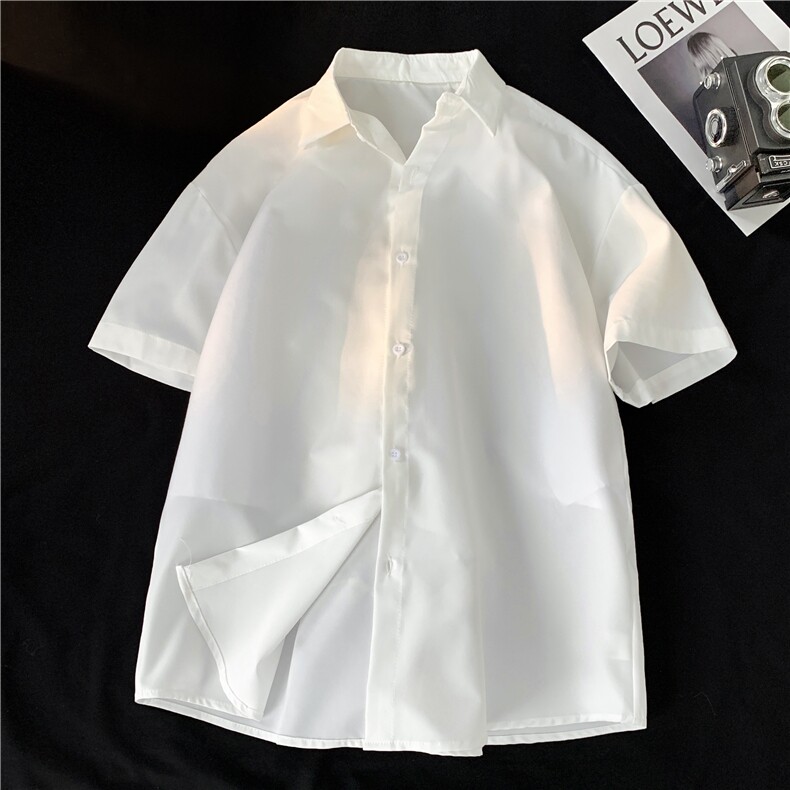 夏季短袖衬衫纯色冰丝男女简约宽松大码休闲衬衣CS07-20特，男装T恤，星座222-7