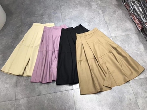 赫本风压绉前面开叉半裙，女装半身裙，昕叶良品