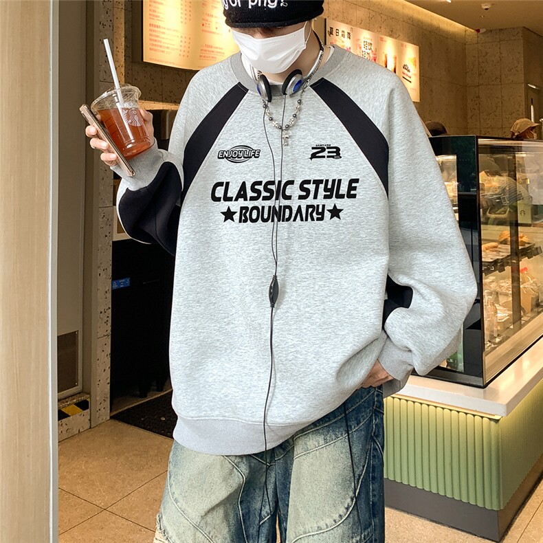 港风 23新款秋季时尚百搭宽松字母印花套头卫衣B6801P60控78图片