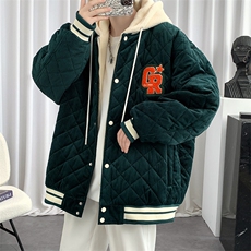 冬款港风加棉加厚时尚棉服假两件连帽外套男士8135-P140控价178，男装棉衣，电商A441-1