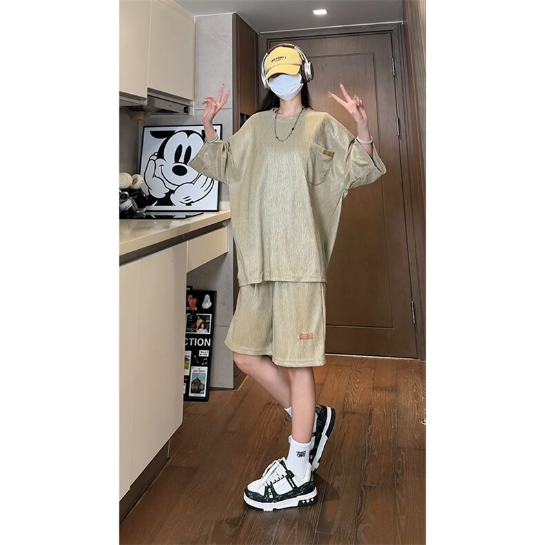 现货TZ755-特批45控78高质感高克重套装圆领大码T恤短袖短裤,男装牛仔裤,电商A059