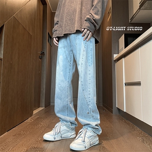 B221 美式ins高街暗黑小众个性铆钉小脚牛仔裤 LK23142-P65 控88图片