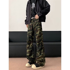 迷彩工装裤男女美式复古潮流街头情侣宽松直筒休闲裤K5980-P51，男装休闲裤，星座412-2
