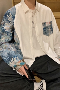 港风花型长袖衬衫大码M-5XL情侣风衬衫男长袖衬衣CS7714P60图片