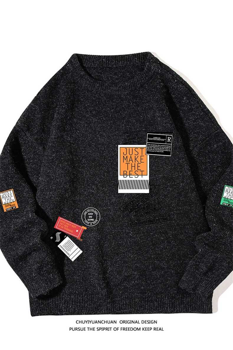 加厚加绒毛衣男大码毛线衣男针织衫M19121-P45加绒款-P65白底,男装针织衫/毛衣,电商A040A