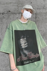 B239-1083-P38美式做旧个性人像宽松落肩袖青少年宽松短袖T恤男，男装T恤，星座514-2(原B239)
