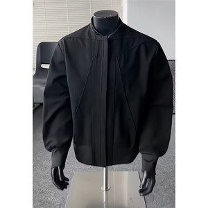 W10545-P60 网图现货 美式双色拼接夹克棒球服外套红内 高品质图片