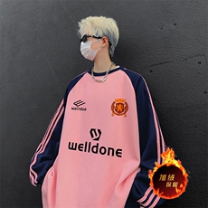 抖音得物供货提供视频秋冬重磅美式宽松织带圆领卫衣0783，男装卫衣，电商A486