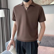 潮牌POLO衫男短袖夏季半截袖上衣痞帅高级感冰丝V领T恤PL011-P39，男装T恤，星座1008