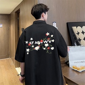可设48小时支持抖音得物来样二开网眼透气翻领t恤美式短袖POLO衫