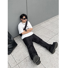 B221美式ins街头hiphop刺绣宽松褶皱休闲裤子LK23123-P60控78，男装休闲裤，电商B221