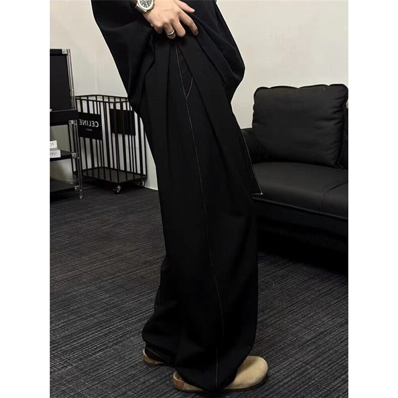 网图X01P60抖音性价比款黑蓝M-2XL双裤带阳离子，男装休闲裤，星座506A