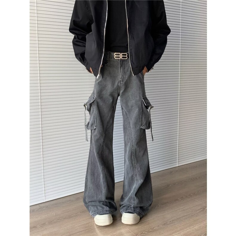 美式高街vibe绑带设计感工装牛仔裤男做旧长裤NZ810-P62,男装牛仔裤,星座308B-2
