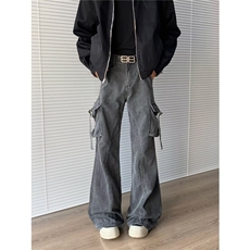 美式高街vibe绑带设计感工装牛仔裤男做旧长裤NZ810-P62，男装牛仔裤，星座308B-2