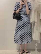 波点收腰裙，其它，驿谷
