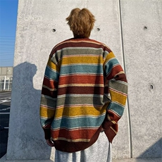 针织开衫男女韩版潮流宽松拼色宽松2024冬季ins毛衣外套MZ666-P49，男装针织衫/毛衣，星座412-2