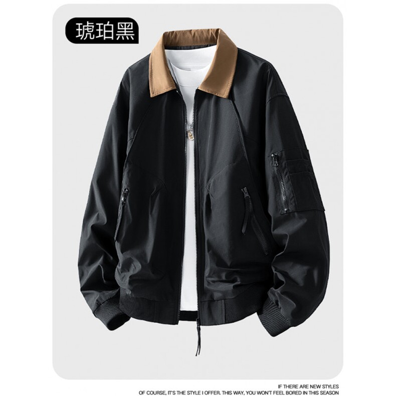 美式飞行员夹克男款解构弯刀短款外套廓形翻领棒球服JK02557-P70图片