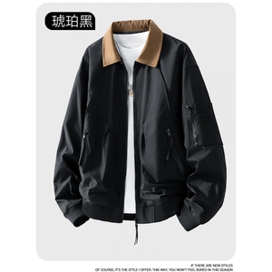 美式飞行员夹克男款解构弯刀短款外套廓形翻领棒球服JK02557-P70图片