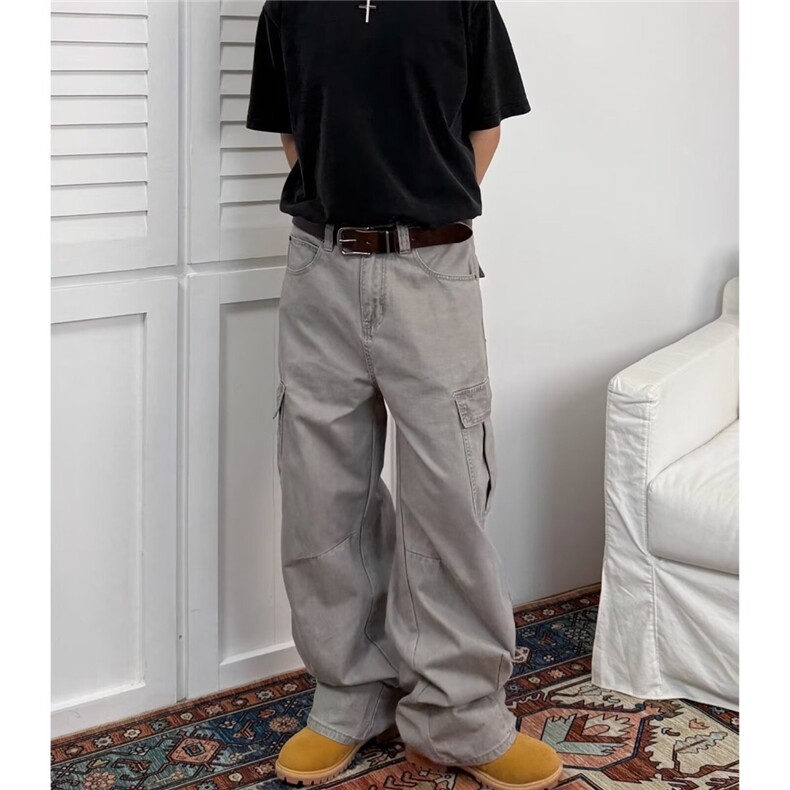 美式微喇叭牛仔裤男女复古cleanfit水洗棉工装裤子K9006-P60网图,男装牛仔裤,电商B245