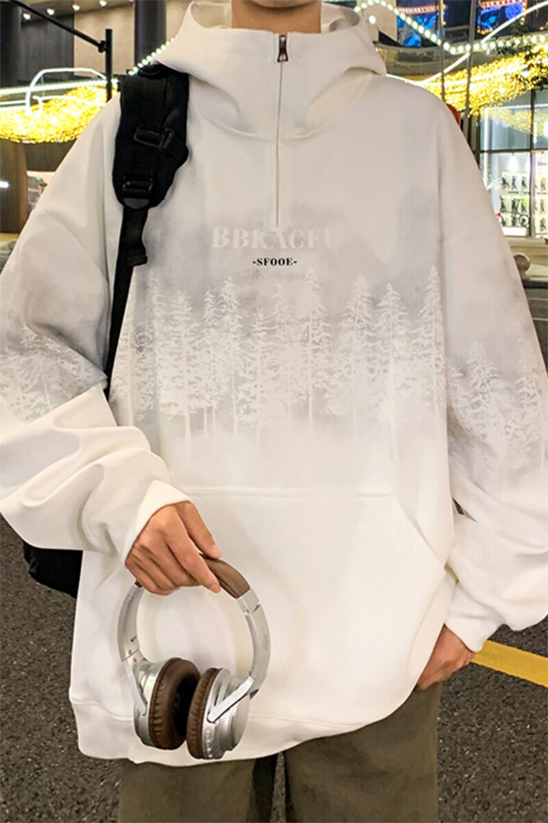 2025春季新款港风外景大码菠萝格印花卫衣M-5XHW24755-特P50,男装卫衣,电商A022