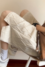 特批P25无差价夏新设计感系带短裤男休闲直筒阔腿五分裤子DK2106，男装牛仔裤，电商A001-1