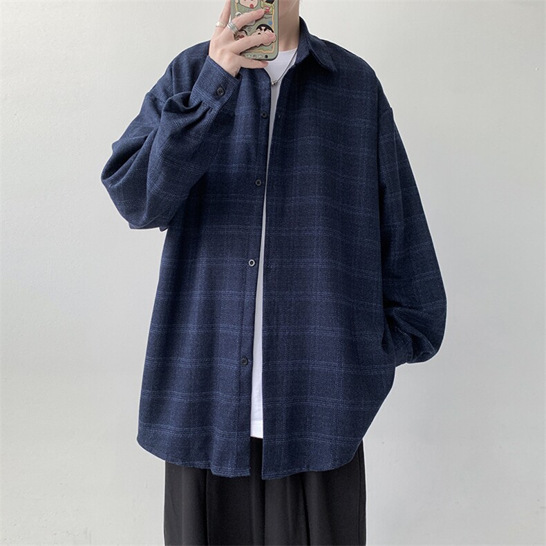 已出货 宽松格子衬衫男厚款小香风衬衣KD627-P30图片
