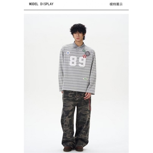 1506/QD080/P47美式迷彩工装大口袋直筒休闲裤男复古阔腿长裤图片