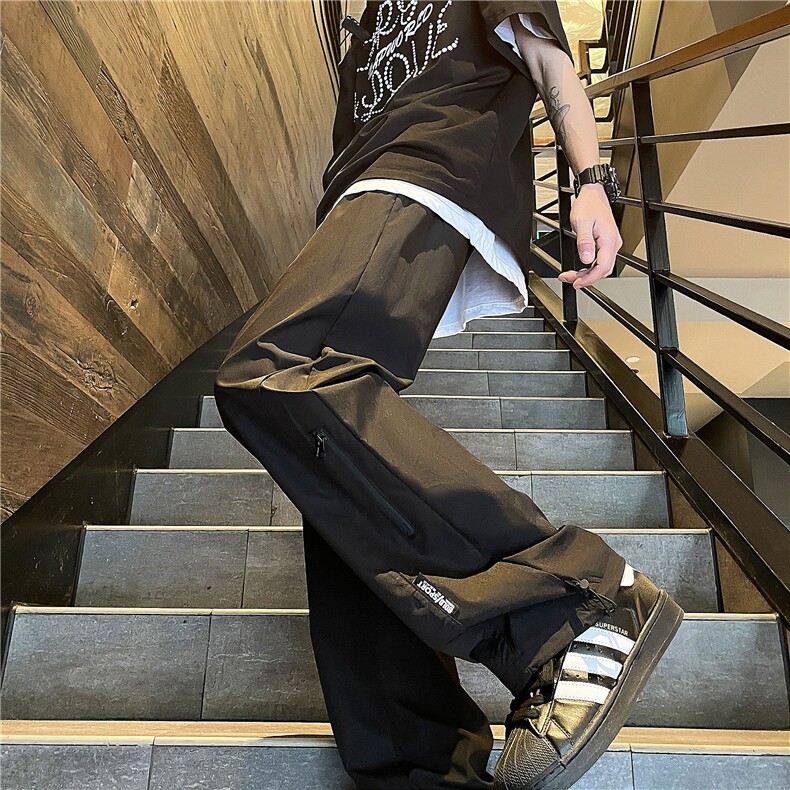开春新款简约潮流日系机能风拉链户外休闲裤宽松长裤K23521P-28,男装休闲裤,电商A128