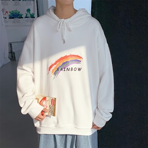 WY2064-P40 加绒-P45 纯棉连帽卫衣男大码运动帽衫宽松薄外套男图片