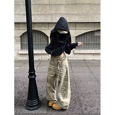 网图字母印花弯刀牛仔裤男款美式复古阔腿工装裤子NZKG192-特P58，男装牛仔裤，星座1007（原301D）