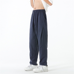 8XL-M 亚麻裤男休闲束脚裤潮薄款宽松男生九分锥形哈伦裤K920P58图片