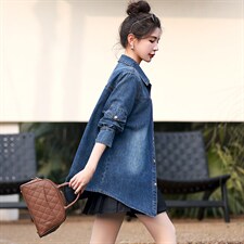 牛仔衬衫外套女2025新款春季宽松显瘦设计感早春小衫女装长袖衬衣，女装衬衫，丽影随形