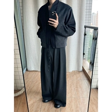 老钱风双扣开衫混纺毛边短款西服毛呢外套复古雅痞呢子西装潮，男装西服，四季星座505