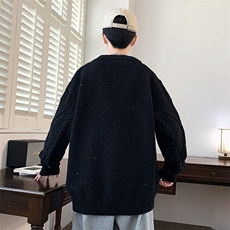 84799-P60秋冬新款休闲麻花毛衣男长袖针织衫港风宽松打底衫，男装针织衫/毛衣，电商D310B