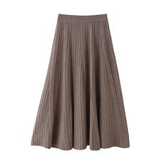 羊范羊毛显瘦针织半身裙女高腰百褶A字大摆裙中长款时髦伞裙，女装半身裙，臻纶羊绒