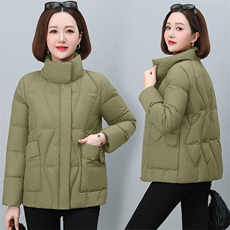 简约时尚潮流羽绒服休闲显瘦减龄冬季立领纯色女外套遮肉新款主推，女装羽绒服，木橙西子
