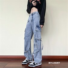 B221秋冬新款美式ins高街小众休闲工装牛仔裤子LK22069-P75控98，男装牛仔裤，电商B221