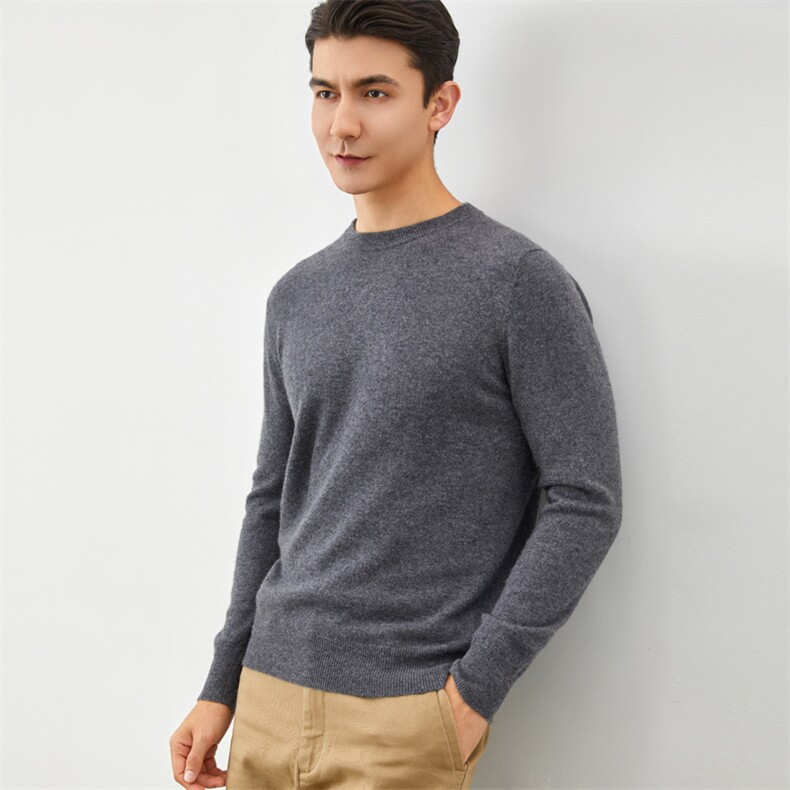 高品质男士羊绒套衫秋冬保暖纯色圆领毛衣时尚百搭舒适上衣男装，男装羊绒套衫，晨晟羊绒