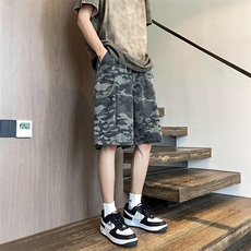 夏季水洗工装迷彩短裤男宽松潮牌休闲直筒五分裤，男装牛仔裤，星座410-6（原星座1304-1）