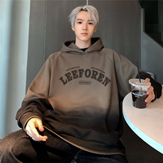 美式街头渐变字母印花连帽卫衣男潮牌宽松套头上衣W104-P58，男装卫衣，电商C307A