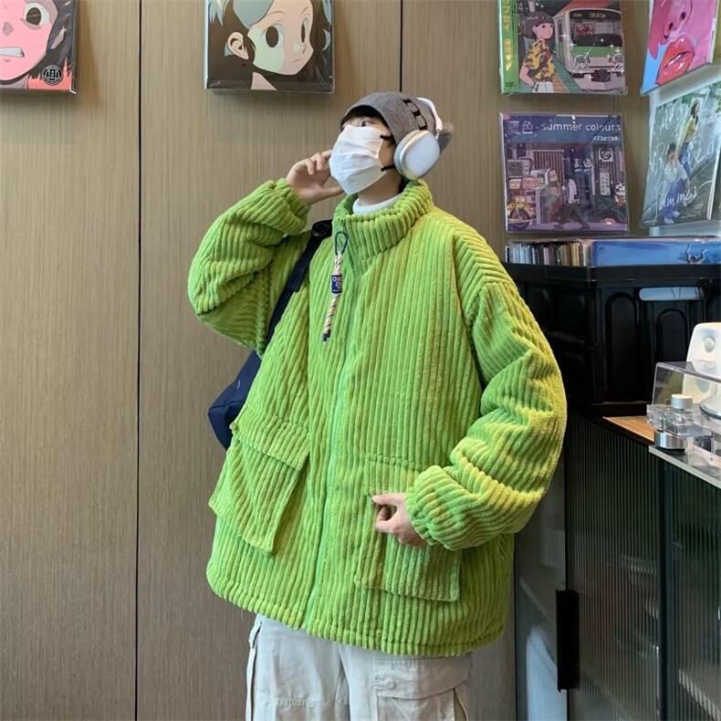 暗条纹棉服男高街帅气韩版潮流宽松2024冬季ins棉衣外套MF105-P92图片
