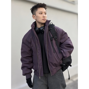 高品质春装新款老钱风美式高街解构立领棒球服飞行夹克潮休闲外套图片