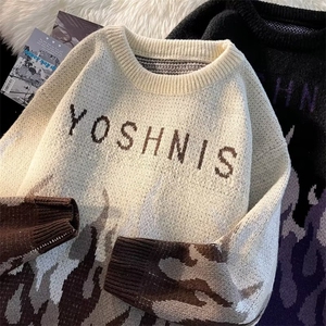 毛衣男秋冬季套头潮牌ins痞帅日系复古宽松鹿毛绒GM228P50,男装针织衫/毛衣,星座1116-2