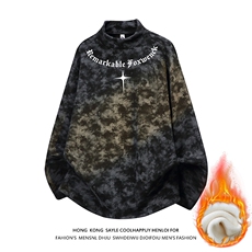 DR09-P24特420克现货卫衣加绒加厚德绒T恤半高领扎染内搭打底衫c，男装T恤，电商A456（原C415）