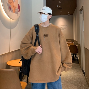 已注册港风供抖音得物高品质直播美式麂皮绒宽松卫衣W3501P38图片