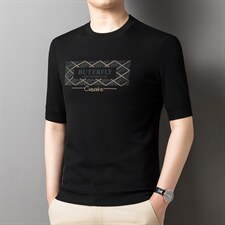 短袖薄款男士圆领卫衣印花2023春秋季中年商务休闲打底衫上衣男装，男装卫衣，电商B212（原钱塘6029）