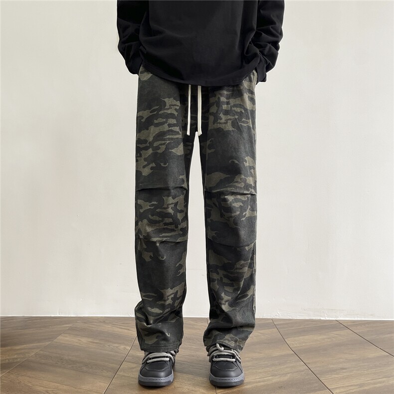 秋季迷彩裤男宽松拖地裤休闲裤D329-QM612-P55-控78，男装休闲裤，电商D329